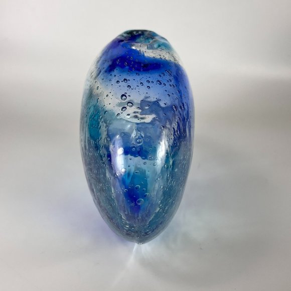 Margies Garden Vase Blue Creative Arts Hand Blown Artisan Westlake Village Cal - Picture 4 of 12